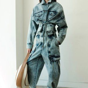 NWOT $500 3.1 Phillip Lim Overdyed Denim Utlity High-rise tapered jeans